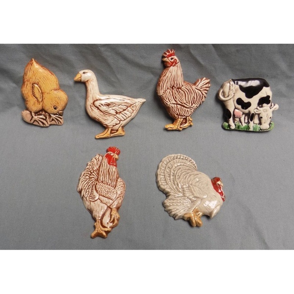 6 Mudlen Originals Magnets Farm Animals Referigerator Temecula California